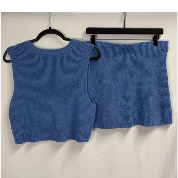 Free People Beach Marsha Blue Knit Crop Top and Skirt Set - Size S - Picture 4 of 5